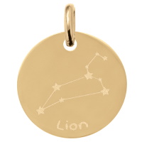 Pendentif avec motif de la constellation du signe du zodiaque Lion en plaqué or jaune 18 carats.