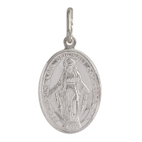 Pendentif médaillon Miraculeuse Regina Sine Labe Originali Concepta en argent 925/000 rhodié.