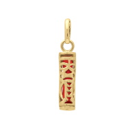 Pendentif Tiki polynésien de la tendresse en plaqué or jaune 18 carats avec un tube de corail.