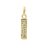 Pendentif Tiki polynésien de la tendresse en plaqué or jaune 18 carats avec un tube de turquoise.