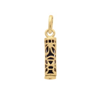 Pendentif Tiki polynésien de la sagesse en plaqué or jaune 18 carats avec un tube d'onyx.