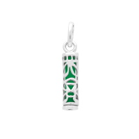 Pendentif Tiki polynésien de la sagesse en argent 925/000 recouvert de platinium (ce qui donne un effet rhodié) avec un tube de jade.