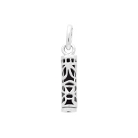 Pendentif Tiki polynésien de la sagesse en argent 925/000 recouvert de platinium (ce qui donne un effet rhodié) avec un tube d'onyx.