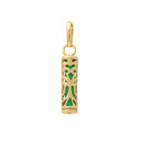 Pendentif Tiki polynésien de la force en plaqué or jaune 18 carats avec un tube de jade.