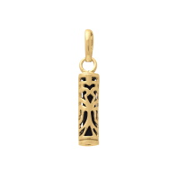 Pendentif Tiki polynésien de la force en plaqué or jaune 18 carats avec un tube d'onyx.