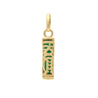 Pendentif Tiki polynésien de la tendresse en plaqué or jaune 18 carats avec un tube de jade.