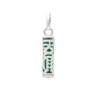 Pendentif Tiki polynésien de la tendresse en argent 925/000 recouvert de platinium (ce qui donne un effet rhodié) avec un tube de jade.