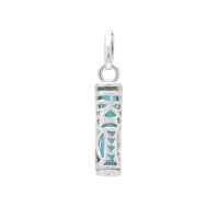 Pendentif Tiki polynésien de la tendresse en argent 925/000 recouvert de platinium (ce qui donne un effet rhodié) avec un tube de turquoise.