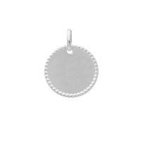 Pendentif de forme ronde au contour boules en argent 925/000 rhodié.