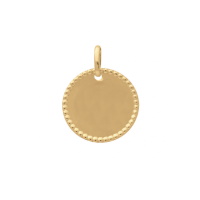 Pendentif de forme ronde au contour boules en plaqué or jaune 18 carats.