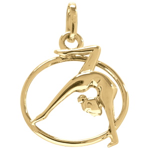 Pendentif cercle avec une danseuse étoile en plaqué or jaune 18 carats.