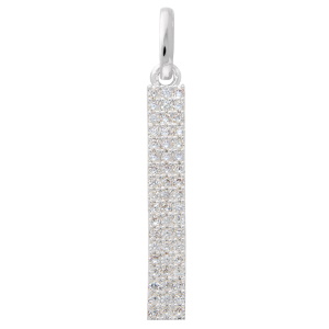 Pendentif de forme rectangulaire en argent 925 rhodié pavé d'oxydes de zirconium blancs.