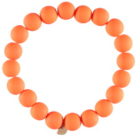 Bracelet élastique composé d'un fil de nylon et de perles de couleur orange fluo.