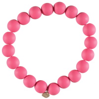 Bracelet élastique composé d'un fil de nylon et de perles de couleur rose fuchsia.