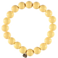 Bracelet élastique composé d'un fil de nylon et de perles de couleur jaune brillant.