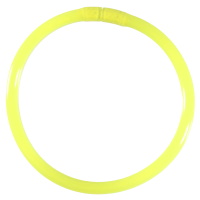 Bracelet bouddhiste jonc semi rigide en tube de plastique de couleur jaune fluo rempli de poudre.