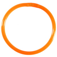 Bracelet bouddhiste jonc semi rigide en tube de plastique de couleur orange rempli de poudre.