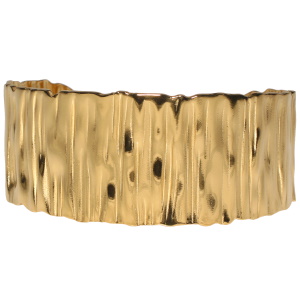Bracelet manchette martelé en acier doré.