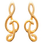 Boucles d'oreilles en plaqué-or. Notes de musique.