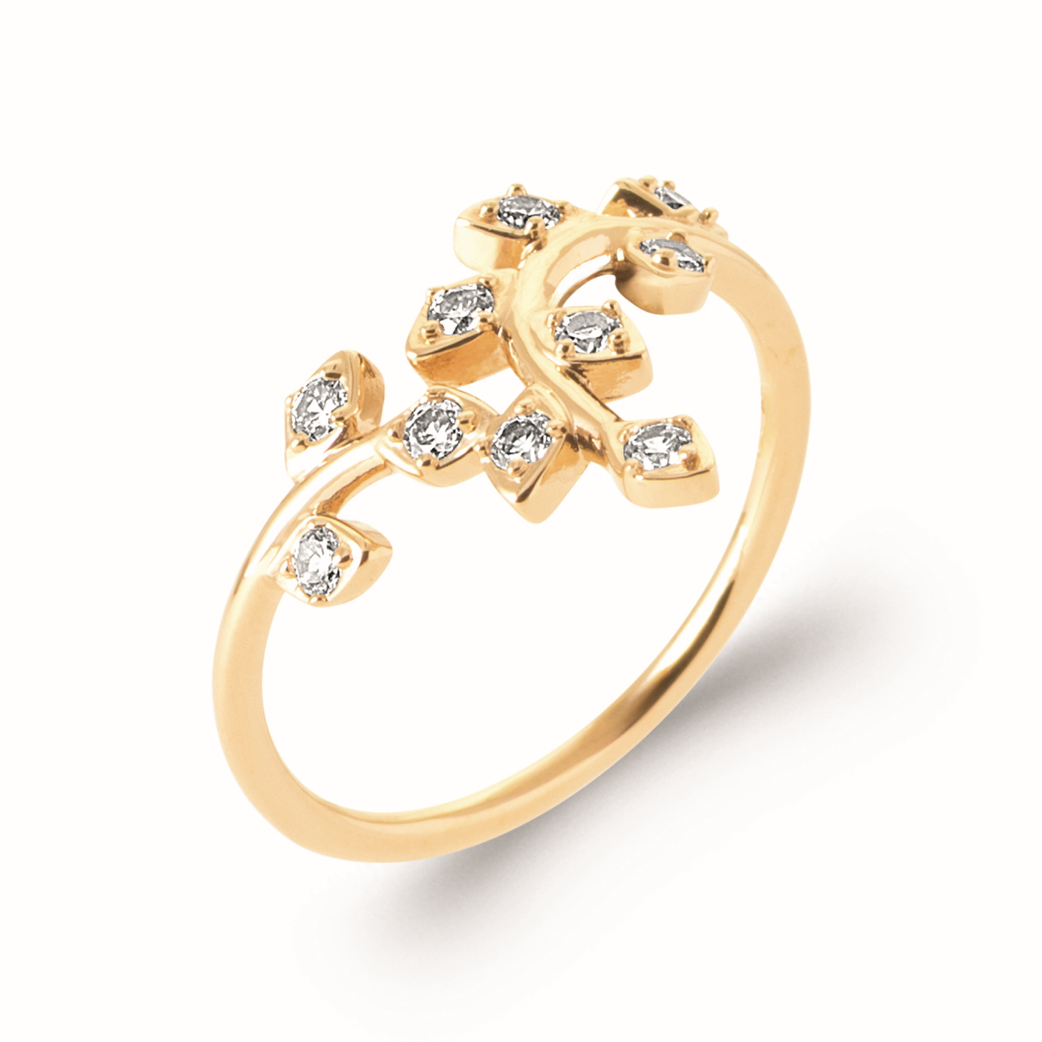 Bague en forme de branche de laurier en plaqué or jaune 18 carats sertie d'oxydes de zirconium blancs. Laurier Rond Strass Adolescent Adulte Femme Fille Indémodable Nature Symboles Bague en forme de branche de laurier en plaqué or jaune 18 carats sertie d'oxydes de zirconium blancs. Laurier Rond Strass Adolescent Adulte Femme Fille Indémodable Nature Symboles