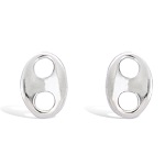 Boucles d'oreilles puces grains de café en argent 925/000 rhodié.