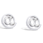 Boucles d'oreilles arobases en argent 925/000 rhodié.