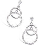 Boucles d'oreilles cercles en argent 925/000 rhodié et oxyde de zirconium.