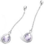 Boucles d'oreilles gouttes en argent 925/000 rhodié et oxyde de zirconium violet.