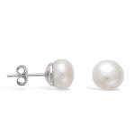 Boucles d'oreilles en argent 925/000 rhodié tenant une perle d'eau douce.