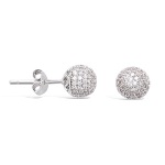 Boucles d'oreilles en argent 925/000 rhodié et boule pavage en oxyde de zirconium.