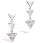 Boucles d'oreilles Triangles en argent 925/000 rhodié et oxyde de zirconium.