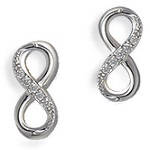 Boucles d'oreilles infini en argent 925/000 rhodié et oxyde de zirconium.