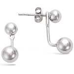 Boucles d'oreilles Boules en argent 925/000 rhodié.