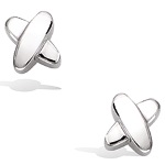 Boucles d'oreilles puces en forme de X en argent 925/000 rhodié.