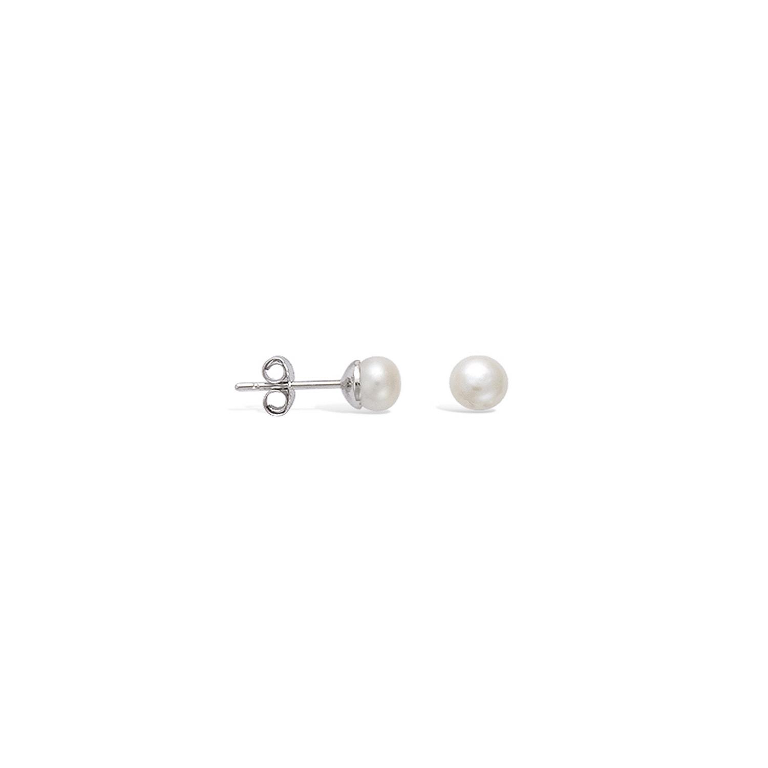 Boucles d'oreilles en argent 925/000 rhodié et perles d'eau douce. Boule Perle  Adolescent Adulte Femme Fille Indémodable 
