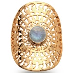 Bague en plaqué or et labradorite.