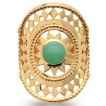 Bague bombée en plaqué or et aventurine.