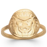 Bague avec tête de lion en plaqué or.