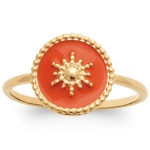 Bague avec motif étoile en plaqué or et émail de couleur rouge.