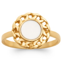 Bague au motif de chaîne en cercle en plaqué or jaune 18 carats pavée au centre de nacre en forme ronde.