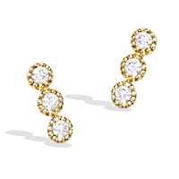 Boucles d'oreilles puces en plaqué or jaune 18 carats et 3 oxydes de zirconium blancs sertis clos.