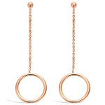 Boucles d'oreilles pendantes cercles en plaqué or rose.