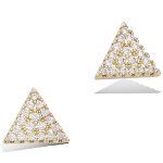 Boucles d'oreilles Triangle en plaqué or et oxyde de zirconium.