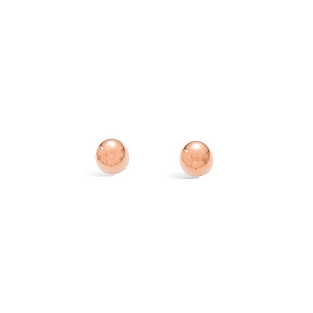Boucles d'oreilles boules en plaqué or rose 18 carats. Boule Puce  Adolescent Adulte Femme Fille Indémodable 