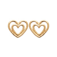 Boucles d'oreilles pendantes en forme de double cœur en plaqué or jaune 18 carats.