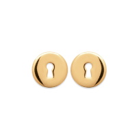 Boucles d'oreilles puces rondes ajourées d'une serrure en plaqué or jaune 18 carats.