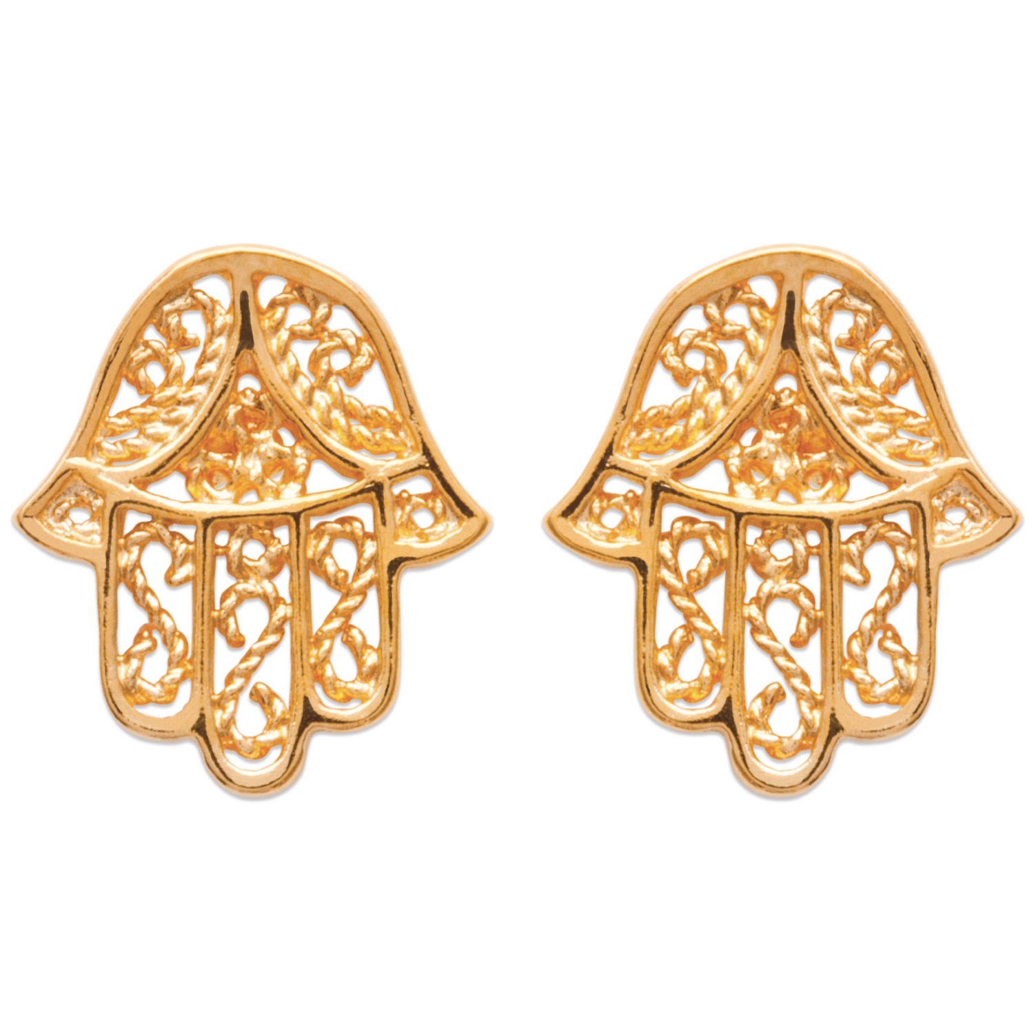 Boucles d'oreilles en plaqué-or. Fatma Main  Adulte Femme Indémodable Religion Symboles 