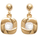 Boucles d'oreilles en plaqué or jaune 18 carats serties d'oxydes de zirconium blancs.