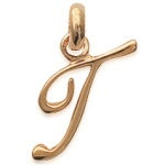 Pendentif en plaqué or jaune 18 carats. Lettre T.