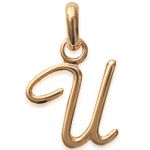 Pendentif en plaqué or jaune 18 carats. Lettre U.